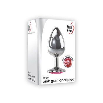 Adam & Eve Metal Anal Plug With Pink Gemstone Base Large Adam & Eve Metal Anal Plug With Pink Gemstone Base Large