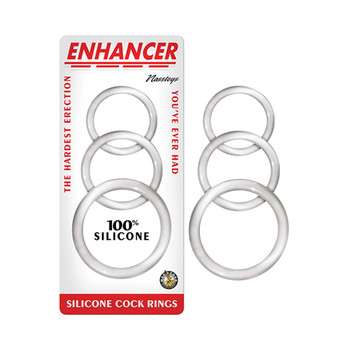 Enhancer Silicone Cockrings Clear Set of 3 Enhancer Silicone Cockrings Clear Set of 3