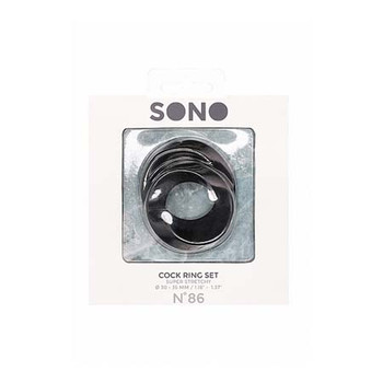 SONO No. 86 3-Piece Silicone Cockring Set Black SONO No. 86 3-Piece Silicone Cockring Set Black