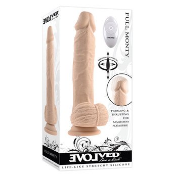 Evolved Full Monty Rechargeable Remote-Controlled Thrusting Twirling 9 in. Silicone Dildo Light Evolved Full Monty Rechargeable Remote-Controlled Thrusting Twirling 9 in. Silicone Dildo Light