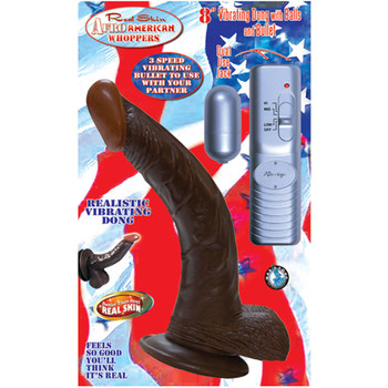 Afro American Whoppers 8in. Curved Vibrating Dong With Balls Afro American Whoppers 8in. Curved Vibrating Dong With Balls
