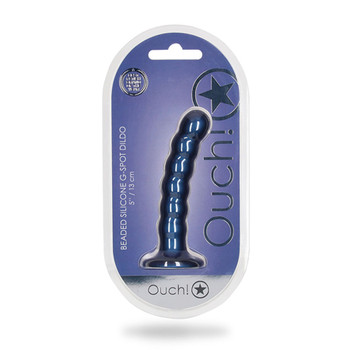 Shots Ouch! Beaded Silicone 5 in. G-Spot Dildo Metallic Blue Shots Ouch! Beaded Silicone 5 in. G-Spot Dildo Metallic Blue