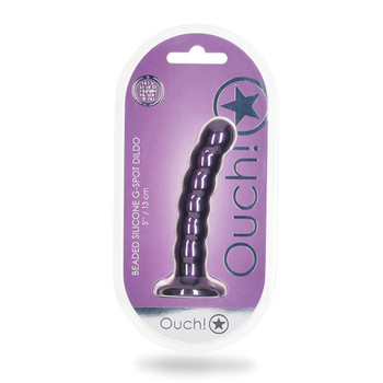 Shots Ouch! Beaded Silicone 5 in. G-Spot Dildo Metallic Purple Shots Ouch! Beaded Silicone 5 in. G-Spot Dildo Metallic Purple