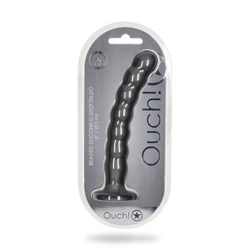 Shots Ouch! Beaded Silicone 8 in. G-Spot Dildo Gunmetal Shots Ouch! Beaded Silicone 8 in. G-Spot Dildo Gunmetal