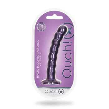 Shots Ouch! Beaded Silicone 6.5 in. G-Spot Dildo Metallic Purple Shots Ouch! Beaded Silicone 6.5 in. G-Spot Dildo Metallic Purple