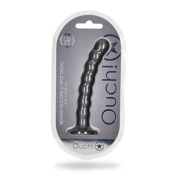 Shots Ouch! Beaded Silicone 6.5 in. G-Spot Dildo Gunmetal Shots Ouch! Beaded Silicone 6.5 in. G-Spot Dildo Gunmetal