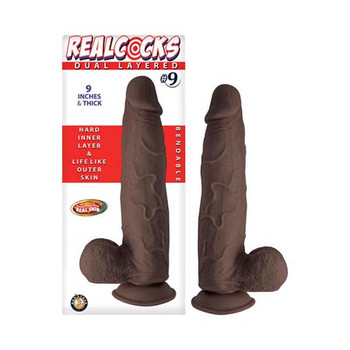 Realcocks Dual Layered #9 9In Dark Brown Realcocks Dual Layered #9 9In Dark Brown