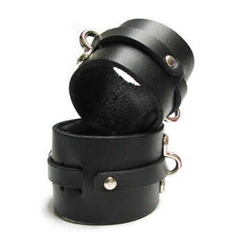 Kinklab Bondage Basics Leather Ankle Cuffs - Black Kinklab Bondage Basics Leather Ankle Cuffs - Black