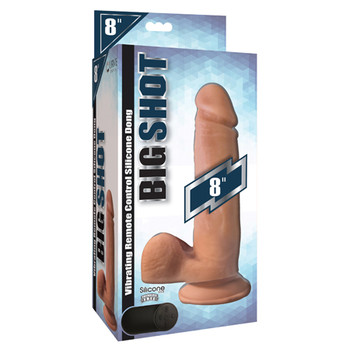 Curve Toys Big Shot Rechargeable Remote-Controlled 8 in. Vibrating Silicone Dildo with Balls & Suction Cup Light Curve Toys Big Shot Rechargeable Remote-Controlled 8 in. Vibrating Silicone Dildo with Balls & Suction Cup Light