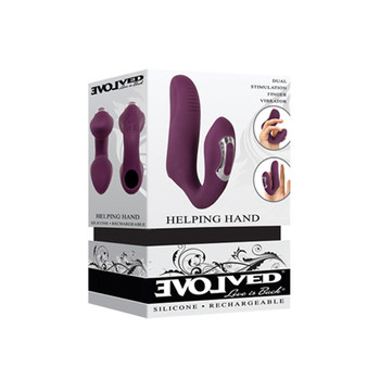 Evolved Helping Hand Rechargeable Silicone Dual Stimulating Finger Vibrator Plum Evolved Helping Hand Rechargeable Silicone Dual Stimulating Finger Vibrator Plum