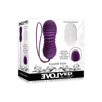 Evolved Eager Egg Rechargeable Remote-Controlled Thrusting Silicone Vibrator Purple Evolved Eager Egg Rechargeable Remote-Controlled Thrusting Silicone Vibrator Purple