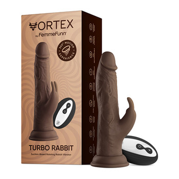 FemmeFunn Vortex Turbo Rabbit 2.0 8 in. Dual Stimulation Vibrating Dildo Brown FemmeFunn Vortex Turbo Rabbit 2.0 8 in. Dual Stimulation Vibrating Dildo Brown