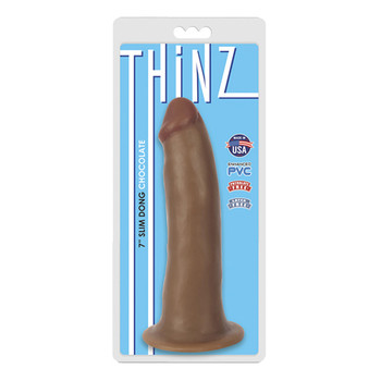 Curve Toys Thinz 7 in. Slim Dildo with Suction Cup Brown Curve Toys Thinz 7 in. Slim Dildo with Suction Cup Brown