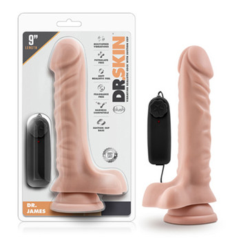 Blush Dr. Skin Dr. James Realistic 9 in. Vibrating Dildo with Balls & Suction Cup Beige Blush Dr. Skin Dr. James Realistic 9 in. Vibrating Dildo with Balls & Suction Cup Beige