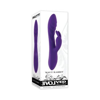 Evolved Wavy Rabbit Rechargeable Dual Stimulator Silicone Purple Evolved Wavy Rabbit Rechargeable Dual Stimulator Silicone Purple