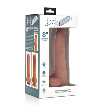 Curve Toys Jock Dual Density 8 in. Silicone Dildo with Balls & Suction Cup Light Curve Toys Jock Dual Density 8 in. Silicone Dildo with Balls & Suction Cup Light