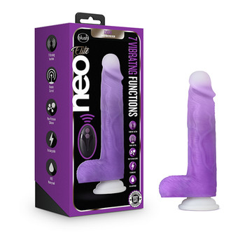 Blush Neo Elite Encore Rechargeable Remote-Controlled 8 in. Silicone Vibrating Dildo with Balls & Suction Cup Purple Blush Neo Elite Encore Rechargeable Remote-Controlled 8 in. Silicone Vibrating Dildo with Balls & Suction Cup Purple