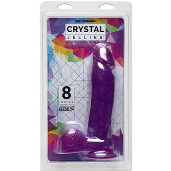 Crystal Jellies - 8in Realistic Cock w/Balls Purple Crystal Jellies - 8in Realistic Cock w/Balls Purple