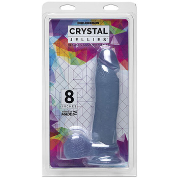 Crystal Jellies - 8in Realistic Cock w/Balls Clear Crystal Jellies - 8in Realistic Cock w/Balls Clear