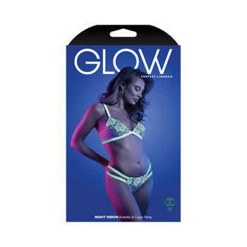 Fantasy Lingerie Glow Night Vision Glow-In-The-Dark Lace Bralette & Panty White L/XL Fantasy Lingerie Glow Night Vision Glow-In-The-Dark Lace Bralette & Panty White L/XL
