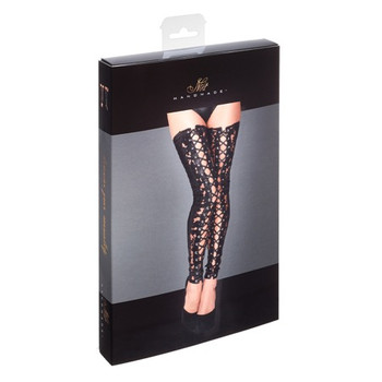 Noir Handmade Lace and Powerwetlook Stockings L Noir Handmade Lace and Powerwetlook Stockings L