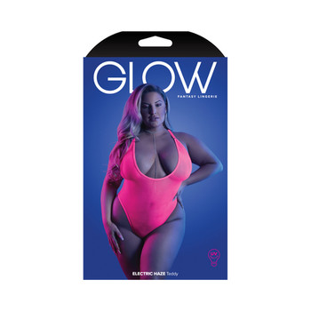 Fantasy Lingerie Glow Electric Haze Criss Cross Back Teddy with Snap Closure Neon Pink Queen Size Fantasy Lingerie Glow Electric Haze Criss Cross Back Teddy with Snap Closure Neon Pink Queen Size