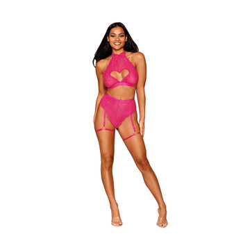 Dreamgirl Stretch Lace Bralette and Garter Panty Set Peony O/S Dreamgirl Stretch Lace Bralette and Garter Panty Set Peony O/S