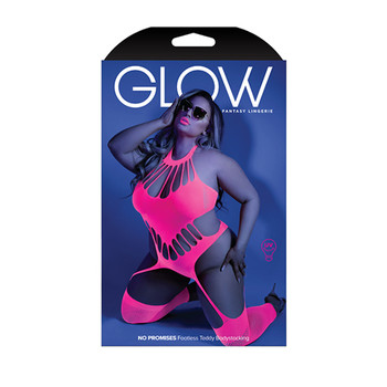 Fantasy Lingerie Glow No Promises Footless Teddy Bodystocking Neon Pink Queen Size Fantasy Lingerie Glow No Promises Footless Teddy Bodystocking Neon Pink Queen Size