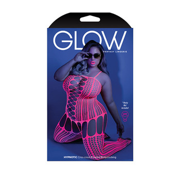 Fantasy Lingerie Glow Hypnotic Criss-Cross Paneled Bodystocking Neon Pink Queen Size Fantasy Lingerie Glow Hypnotic Criss-Cross Paneled Bodystocking Neon Pink Queen Size