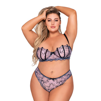 Dreamgirl Shell Bra Set and Matching G-String Set Lavender 1X Hanging Dreamgirl Shell Bra Set and Matching G-String Set Lavender 1X Hanging