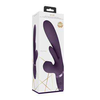 VIVE KURA Rechargeable Thrusting Silicone G-Spot Vibrator with Flapping Tongue and Pulse Wave Stimulator Purple VIVE KURA Rechargeable Thrusting Silicone G-Spot Vibrator with Flapping Tongue and Pulse Wave Stimulator Purple