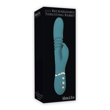 Adam & Eve Eve's Thrusting Rabbit Rechargeable Silicone Rabbit Vibrator Teal Adam & Eve Eve's Thrusting Rabbit Rechargeable Silicone Rabbit Vibrator Teal