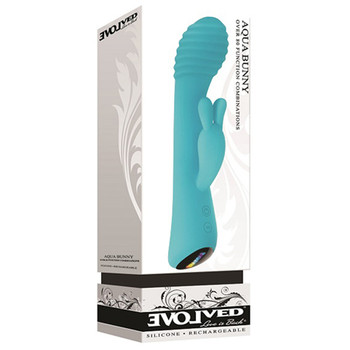 Evolved Aqua Bunny Rechargeable Silicone Rabbit Vibrator Teal Evolved Aqua Bunny Rechargeable Silicone Rabbit Vibrator Teal