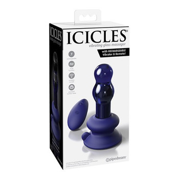 Pipedream Icicles No. 83 Rechargeable Remote-Controlled Vibrating Glass Massager With Suction Cup Blue Pipedream Icicles No. 83 Rechargeable Remote-Controlled Vibrating Glass Massager With Suction Cup Blue