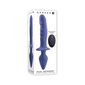 Gender X Dual Defender Rechargeable Silicone Dual End Vibrator with Remote Purple Gender X Dual Defender Rechargeable Silicone Dual End Vibrator with Remote Purple