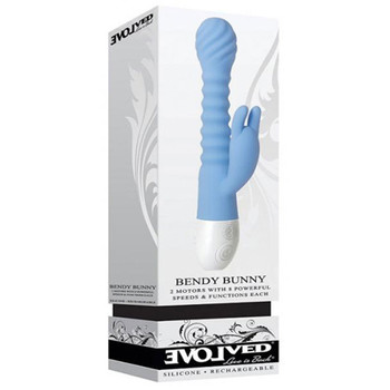 Evolved Bendy Bunny Rechargeable Poseable Silicone Rabbit Vibrator Blue Evolved Bendy Bunny Rechargeable Poseable Silicone Rabbit Vibrator Blue
