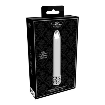 Shots Royal Gems Shiny Rechargeable 10-Speed Bullet Vibrator Silver Shots Royal Gems Shiny Rechargeable 10-Speed Bullet Vibrator Silver