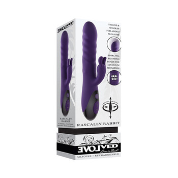 Evolved Rascally Rabbit Rechargeable Thrusting Swirling Silicone Vibrator Purple Evolved Rascally Rabbit Rechargeable Thrusting Swirling Silicone Vibrator Purple