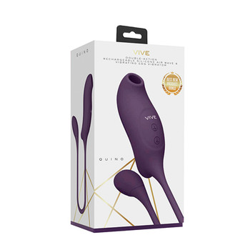 VIVE QUINO Rechargeable Air Wave & Vibrating Silicone Egg Vibrator Purple VIVE QUINO Rechargeable Air Wave & Vibrating Silicone Egg Vibrator Purple