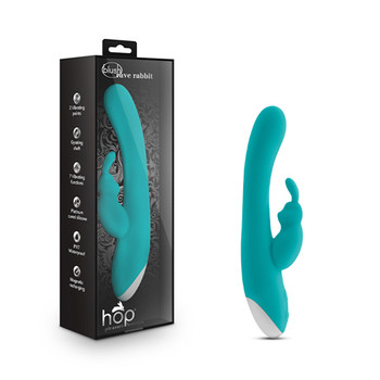 Blush Hop Rave Rabbit Rechargeable Silicone Dual Stimulation Gyrating Vibrator Aquamarine Blush Hop Rave Rabbit Rechargeable Silicone Dual Stimulation Gyrating Vibrator Aquamarine