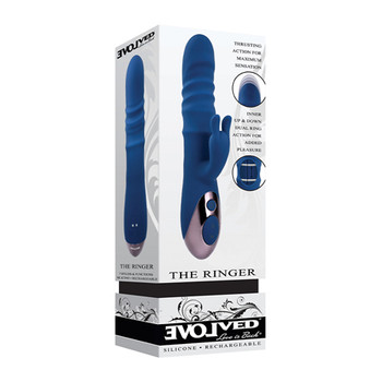 Evolved The Ringer Rechargeable Thrusting Silicone Rabbit Vibrator Blue Evolved The Ringer Rechargeable Thrusting Silicone Rabbit Vibrator Blue