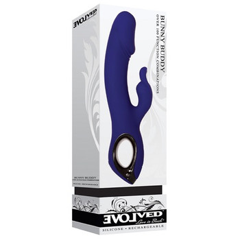 Evolved Bunny Buddy Rechargeable Silicone Rabbit Vibrator Blue Evolved Bunny Buddy Rechargeable Silicone Rabbit Vibrator Blue