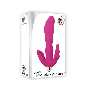 Adam & Eve Eve's Triple Play Pleaser Silicone Dual Entry Triple Stimulation G-Spot Vibrator Pink Adam & Eve Eve's Triple Play Pleaser Silicone Dual Entry Triple Stimulation G-Spot Vibrator Pink