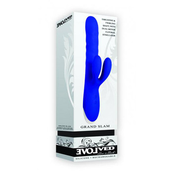 Evolved Grand Slam Rechargeable Silicone Dual Stimulator Blue Evolved Grand Slam Rechargeable Silicone Dual Stimulator Blue