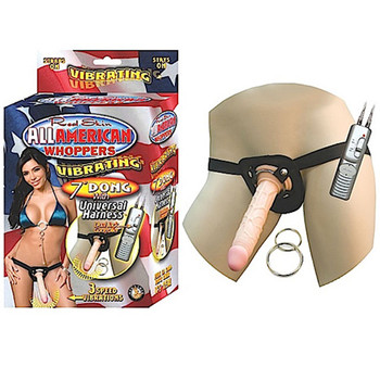 All American Whoppers 7in. Vibrating Dong With Universal Harness All American Whoppers 7in. Vibrating Dong With Universal Harness