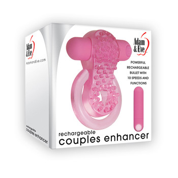 Adam & Eve Couples Enhancer Rechargeable Vibrating Cockring Pink Adam & Eve Couples Enhancer Rechargeable Vibrating Cockring Pink