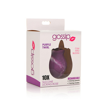 Curve Toys Gossip Cum Into Bloom Rechargeable Silicone Licking Rose Purple Twirl Curve Toys Gossip Cum Into Bloom Rechargeable Silicone Licking Rose Purple Twirl