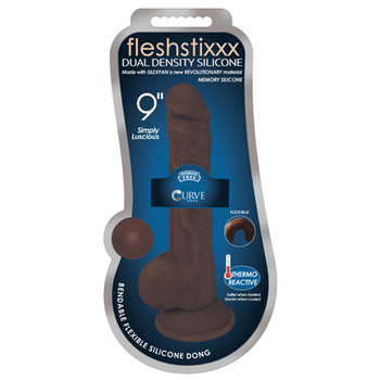 Curve Toys FLESHSTIXXX 9 in. Posable Dual Density Silicone Dildo with Balls & Suction Cup Brown Curve Toys FLESHSTIXXX 9 in. Posable Dual Density Silicone Dildo with Balls & Suction Cup Brown