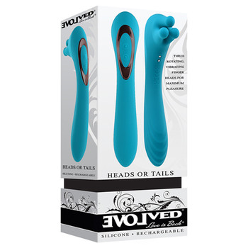 Evolved Heads or Tails Rechargeable Silicone Vibrator Teal Evolved Heads or Tails Rechargeable Silicone Vibrator Teal