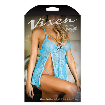 Fantasy Lingerie Vixen Kiss & Tell Lace Split Babydoll & Panty L/XL Fantasy Lingerie Vixen Kiss & Tell Lace Split Babydoll & Panty L/XL